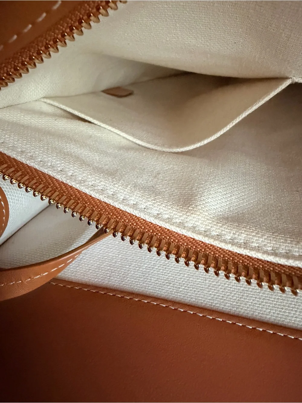 CELINE Small Vertical Cabas Natural Canvas Tan Leather Tote Crossbody